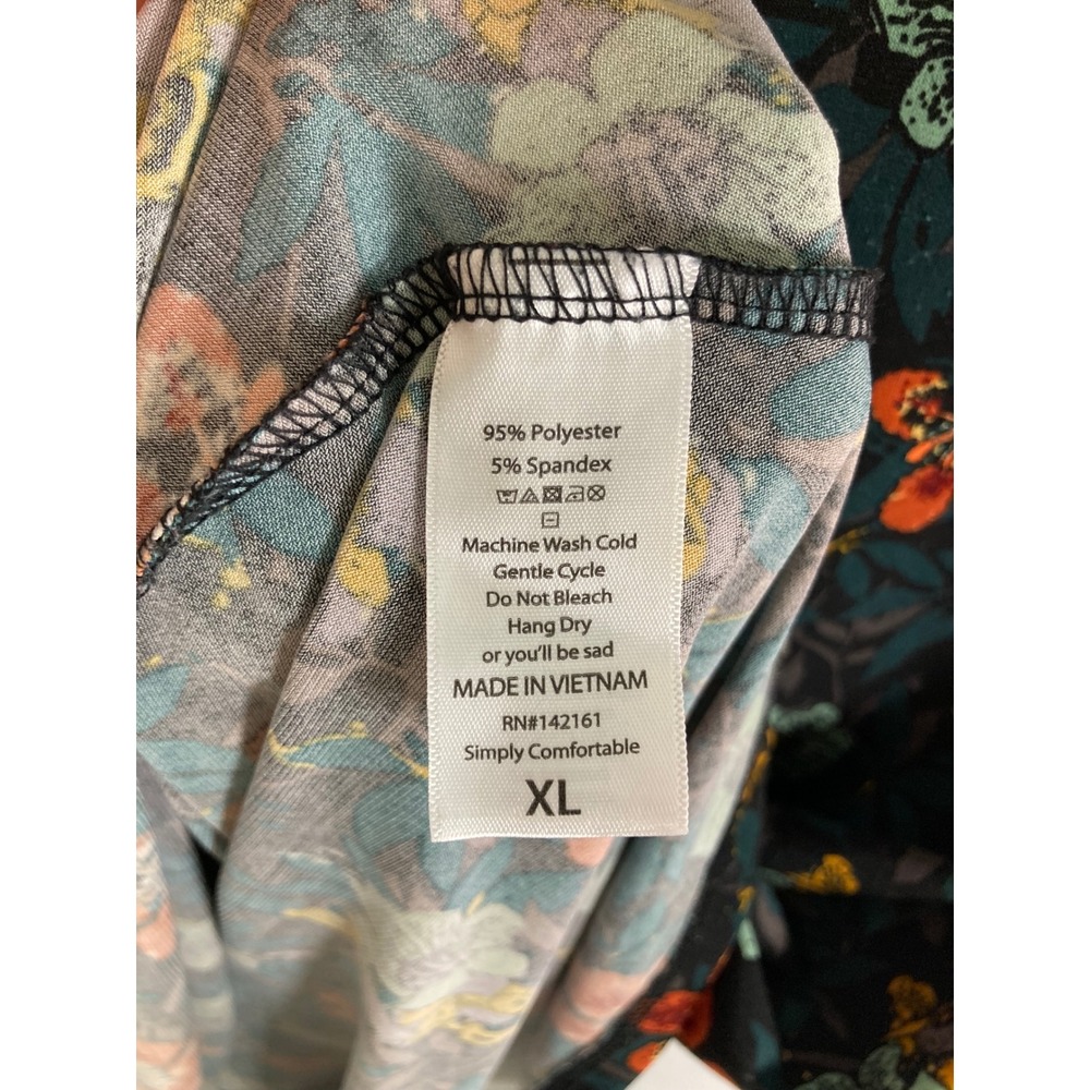 Floral Boho LuLaRoe Women XL Teal Orange Short Sleeve Pocket‎ Swing Dress - Picture 7 of 10